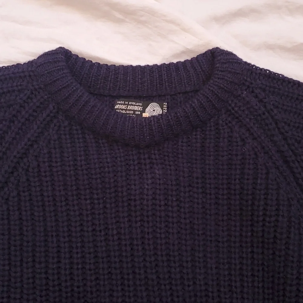 Brooks Brothers Sweater Size XL Navy Blue Heavy Ribbed Pure Wool Sweater *read*